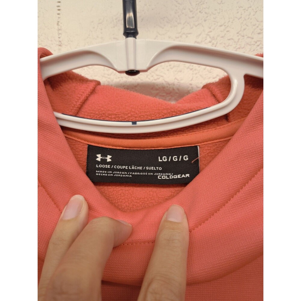 Under Armour Women's Cold Gear Mock Neck Loose Orange Peach Hoodie Size L - Picture 4 of 6